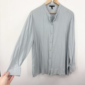 Eileen Fisher Silk Top Medium Button Down Minimalist Luxury Lagenlook Capsule